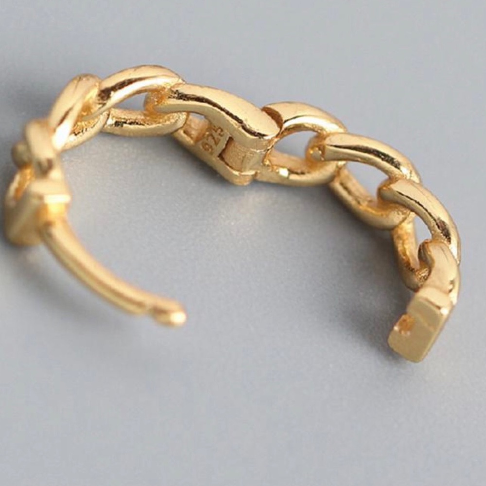 Gold Chain Link Hoop Earrings - Picture 3 of 5